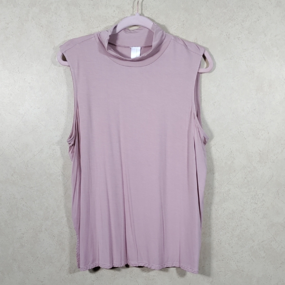 6138 Wynne Layers dusty rose knit mock neck sleeveless top XL